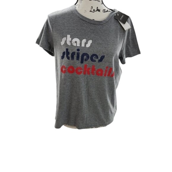 Grayson Threads T Shirt Womens Gray Stars Stripes Cocktails Patriotic USA - Picture 1 of 7